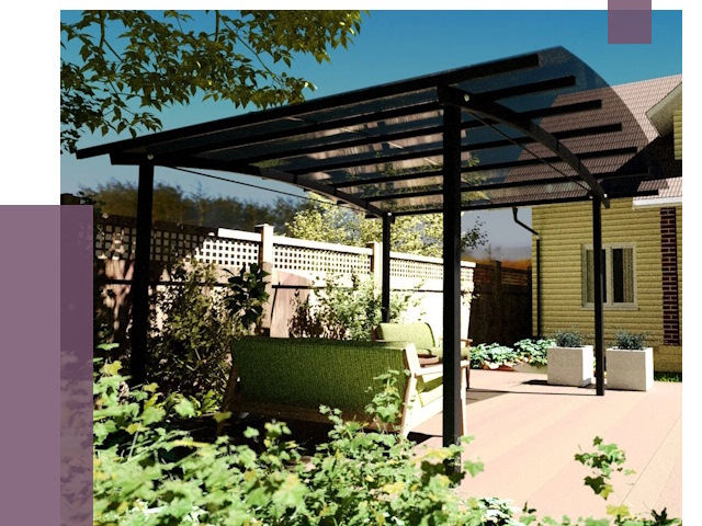 Навесы для террасы в Новотроицке от 13347 руб. под ключ | ПРОЛЁТ-Нвт