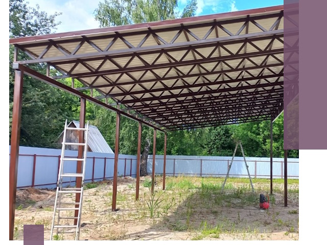 Односкатные навесы под ключ в Новотроицке — изготовление и монтаж