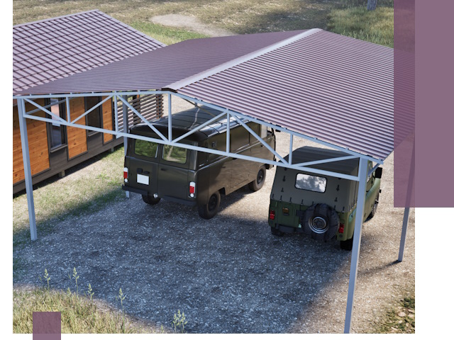 Двускатные навесы под ключ в Новотроицке — изготовление и монтаж